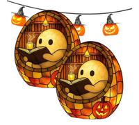 Ghost Reading Book Light, Halloween Ghost Reading Book Lamp, 3D LED Ghosts Night Light, Ghosts Statue Night Lights, Halloween Decor for Readers and Book Lover (2pcs,10 * 15cm)