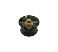 Ghost Reading Book Misty Lake Fall Autumn Leaves Moon Night PopSockets Adhesive PopGrip