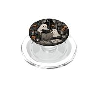 Ghost Reading Book Spooky Library Gothic California Poppy PopSockets PopGrip for MagSafe