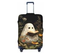 Ghost Reading Books in The Garden Elastic Travel Luggage Covers Dustproof Scratch-Resistant Suitcase Protector Fit 22-24 Inch