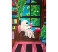 Ghost reading cute and spooky 80 page lined notebook