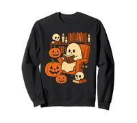 Ghost Reading in Haunted Library Books Lovers Halloween Sweatshirt