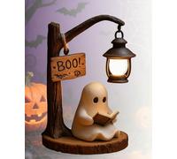 Ghost Reading Lantern, Cute Ghost Reading Lantern, Ghosts Warm Light Indoor Read Lamp Glowing Halloween Ghosts Decorations for Bedroom Living Room, Desk, Mantels (M)