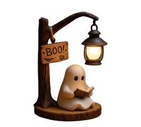 Ghost Reading Lantern - Cute Halloween Ghost and LED Battery Operated, 3D Aesthetic Resin Lanter Bookish Desk Lamp, Spooky Gothic Ornament Figurine Room Decor Gift for Book Lovers