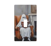 Ghost Reading The Book Light Switch Cover Decorative Single Toggle 1 Gang Wall Plate for Kitchen Farmhouse Bedroom Bathroom Art Decor