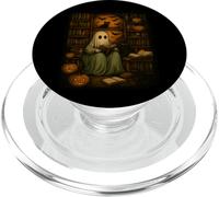 Ghost Reading with Cats in Haunted Library PopSockets PopGrip for MagSafe
