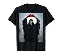 Ghost Red Heart Hands Scary Face Halloween Valentines Day T-Shirt