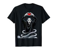 Ghost Red Heart Hands Scary Face Halloween Valentines Day T-Shirt
