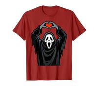 Ghost Red Heart Hands Scary Face Halloween Valentines Day T-Shirt