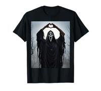 Ghost Red Heart Hands Scary Face Halloween Valentines Day T-Shirt