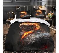 Ghost Rider 3D Printed 3 PCS Duvet Cover Fantasy horror art Quilt Cover Set Soft Breathable Microfiber Zipper Closure for Toddlers Kids Boys Girls King（220x240cm）