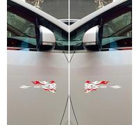 Ghost Rider Flames Fire Sticker Decal Vinyl - Pair Mirror Images Reversed White+Red - 20.3cm - for Car Boat Laptop Cup No Background Die-Cut