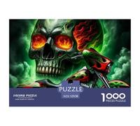 Ghost Rider on Flaming Motorcycle Under Full Moon Durable Paper Construction Fun Challenging Game, Suitable for Adults And Teenagers in Relaxing Hours 52x38cm/1000pcs