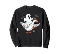 Ghost Riding A Goose Funny Witch Hat Silly Animal Halloween Sweatshirt