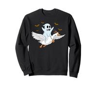 Ghost Riding Goose Witch Hat Funny Halloween Silly Animal Sweatshirt