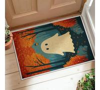 Ghost Runner Rug, Halloween Autumn Trees Leaves Halloween Orange Non-Slip Indoor Doormat Accents Rug Non Shedding for Kitchen Doorway Entryway Bedside Decor 2x3 Ft
