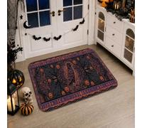 Ghost Runner Rug, Spooky Festive Jack-o'-Lantern Spider Web Halloween Black Low Pile Sponge Soft Doormat Throw Rug Stain Resistant for Kitchen Entryway Bedside Laundry Decor 2x3 Ft