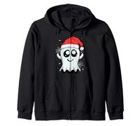 Ghost Santa Hat Christmas Halloween Zip Hoodie