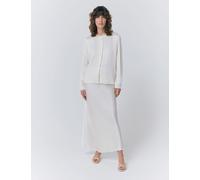 Ghost Satin Collarless Button Through Blouse Ivory