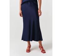 Ghost Satin Midi Slip Skirt Navy