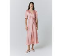 Ghost Satin V-Neck Button Through Midaxi Tea Dress Light Pink