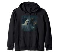 Ghost Selfie T-Rex Dinosaur Chase Funny Humor Zip Hoodie