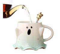 Ghost Shaped Coffee Cup | 460ml Drinking Mugs Porcelain Water Tea Cups - Halloween Ghost Cup with Handle for Study Room, Dormitory, Dining Room, Living