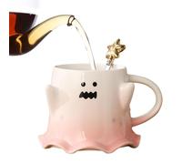 Ghost Shaped Coffee Mug | 460ml Ceramic Drinking Cups Spooky Water Tea Drink Mugs,Halloween Ghost Cup with Handle for Study Room, Dormitory, Dining Room, Living