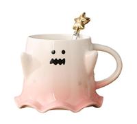 Ghost Shaped Coffee Mug, 460ml Drinking Mugs Porcelain Water Tea Cups, Halloween Ghost Cup with Handle for Study Room, Dormitory, Dining Room, Living