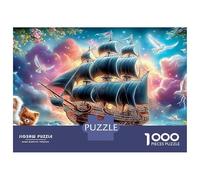 Ghost Ship 1000 Piece Puzzle Pirate Ship in Cosmic Ocean Paper Jigsaw, Calming Brain Challenge And Creative Home Activity for Adults 52x38cm/1000pcs