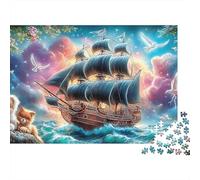Ghost Ship Jigsaw Puzzles for Adult Challenging Puzzles Difficult Challenges 1000 Pieces Cute Difficult Hard Jigsaw Puzzles for Man And Woman with Letters on Back 70x50cm/1000pcs