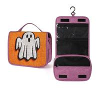 Ghost Silhouette Spooky Travel Toiletry Bag for Women,Hanging Makeup Organizer with Hook for Shampoo
