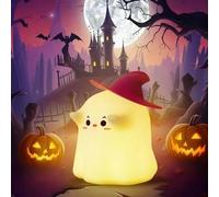 Ghost Silicone Lamp, Creative Wizard Silicone Light, Rechargeable Night Lamp, Dimmable Nightlight with 30 Minutes Timer，Bedside Night Light for Breastfeeding,Suitable for Children、Girls and,Women