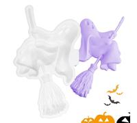Ghost Silicone Mold Spooky Casting Mould Non Stick Easy Release | Ghost with Broom Stick Candle Mold for Plaster Art Crafts Ceramic Work Holiday Party Favors