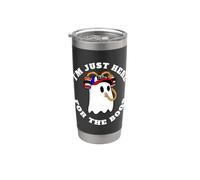 Ghost Sipping Beer from Beer Hat I'm Just Here for the Boos Stainless Steel Insulated Tumbler