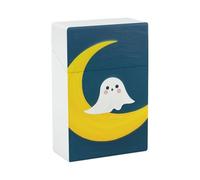 Ghost Sits on The Moon Cigarette Case Hard Shell, Portable & Waterproof Cigarette Box for Men & Women