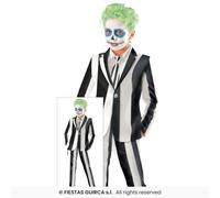 Ghost Skeleton Suit Black & White Striped Suit Halloween Fancy Dress Costume Age
