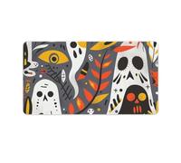 Ghost Skull Pattern Desk Mat with Stitched Edges, Rubber Mouse Mat for Keyboard Mats Non-Slip Waterproof Desk Pad Office Supplies Large Gaming Mouse Pad for Home Work