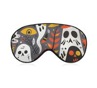 Ghost Skull Pattern Sleep Mask for Women Men, Breathable Soft Sleeping Mask Adjustable Eye Cover Light Blocking Eye Masks for Travel, Home, Office, Nap, Flights