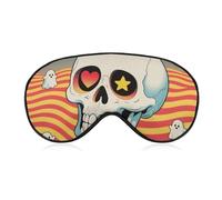 Ghost Skull Pattern Sleep Mask with Adjustable Strap, Breathable Sleep Masks for Women Men, Soft Eye Mask for Side Sleepers, Travel, Office Nap, Airplane & Blocking Light
