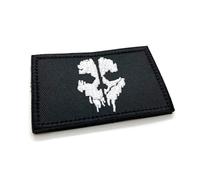 Ghost Skull Tactical Fabric Embroidered Morale Patch Badge 8cm x 5cm Hook & Loop Airsoft COD Tactical Cosplay UK