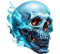 Ghost Skull Vinyl Decal Stickers, Cover Marks, 200mm Tall Qty:1 Ideal for Toilets, Toybox, Car, Wall, Suitcase, Bins, Shower & More, Big Blue Halloween Graphic