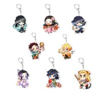 Ghost Slayers Keychain Anime Chibi Figure Cosplay Accessories Chain Jewellery - Acryl Multicolore 8 Pieces