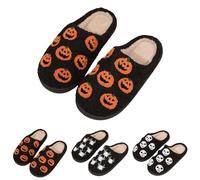 Ghost Slippers Women Halloween Pumpkin Ribbed Mule Slippers Closed Toe Mules Slides Spooky Spider Sliders Lovely Pattern Sliders Fluffy Warm Slides Scary Festival Slipper For Autumn Winter