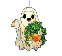 Ghost Stained Glass | Halloween Tree Ornaments,2D Pendant Decorations Spooky Holiday Crafts for Window Indoor Outdoor Yard Display Home Kitchen Classroom