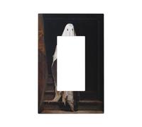 Ghost Stands at The Top of Stairs Light Switch Wall Plate Faceplate Cover Single Rocker 1 Gang Decorator Outlet Receptacle Covers for Home Kitchen Room Bathroom Decor