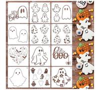 Ghost Stencil for Painting on Wood Signs, Reusable Halloween Ghost Stencil for Painting Doormat Cake Door Mats Canvas Crafts Door Hanger (boo12)
