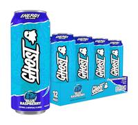GHOST Sugar-Free Energy Drink - 12-Pack, Blue Raspberry, 500ml Cans - No Artificial Colours - 160mg Natural Caffeine, L-Carnitine & Taurine - Gluten-Free & Vegan Fizzy Drinks