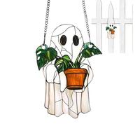 Ghost Sun Catcher - 2D Acrylic, Decorative Halloween Pendant, Spooky Art Window Ornament | Seasonal Hanging Decoration For Fall Garden Indoor Outdoor Home Women Plant Lovers