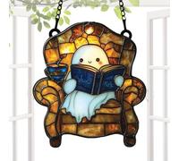 Ghost Sun Catcher - Hangable Window Decoration, 2D Acrylic Ghost Ornament, Ghosts Bubble Bath Lamp Artistic Seasonal Home Accent For Craft Enthusiasts Book Lovers Halloween Meditation Space